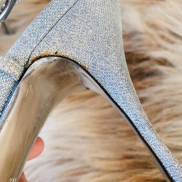 Dolce & Gabbana Strappy Glitter Silver Slingback Sandals Heels - Picture 10 of 10